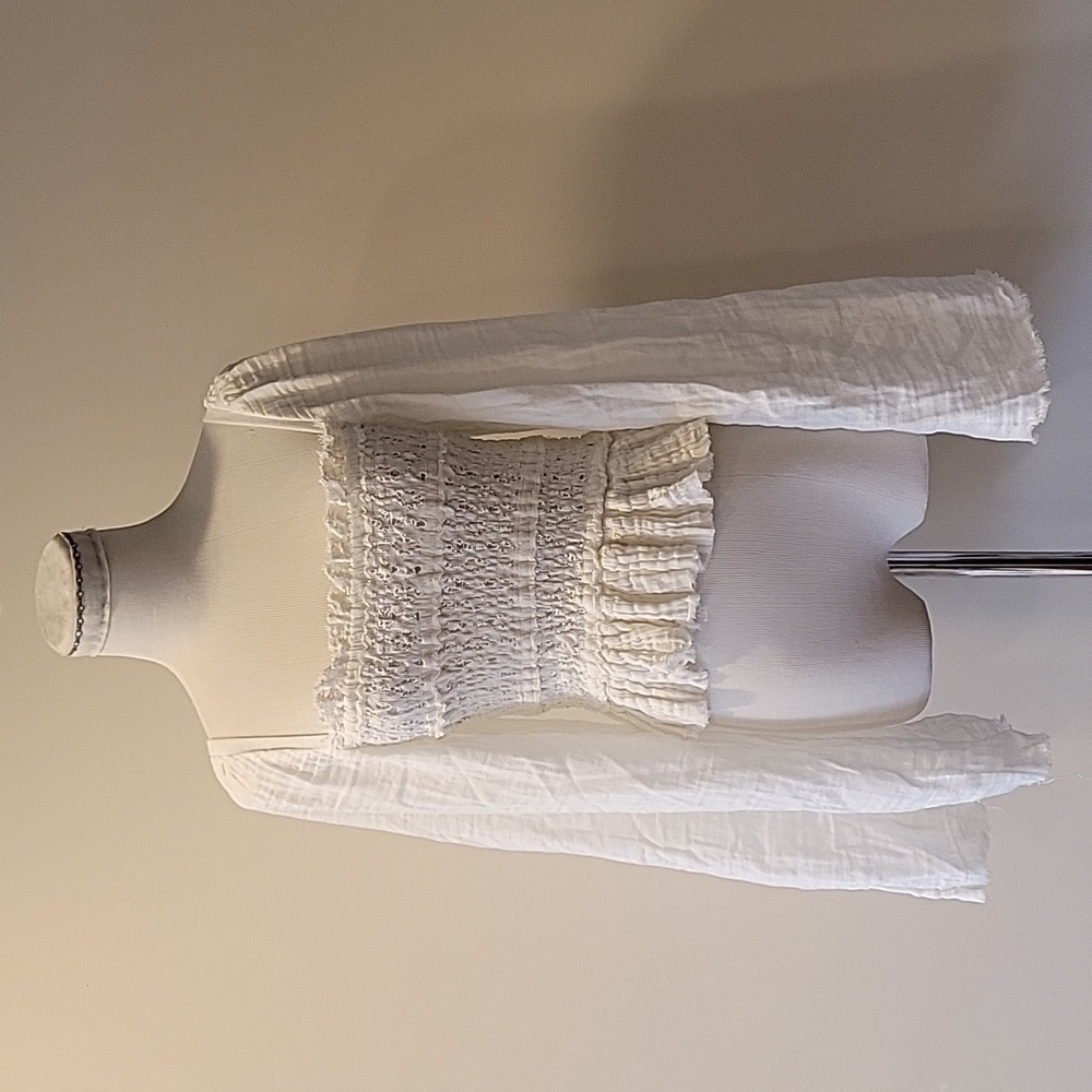 FP One FREE PEOPLE Romantic Rory Top Cotton Gauze Ivory White XS